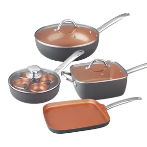 Nonstick Cooper Pots And Pans Cookware Sets Ceramic Kitchenware With 4 Cooking Egg Poaching Pan
