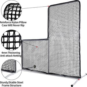 Écran de sécurité pour lanceur de softball et de baseball robuste Protection de la cage de frappe en forme de L Équipement d'entraînement durable Haute visibilité - Product Image 2