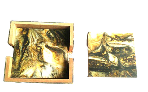 Juego de 4 Posavasos Ecológicos de Madera de Mango con Soporte, Artesanía de Calidad de la India, 10x10 CM, Cuadrados, Accesorios de Decoración para Mesa - Product Image 2