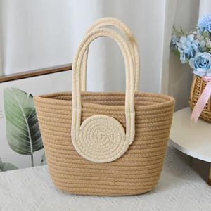 New Style Woven Tote Bag High-End Simple Handbag Straw Cotton Yarn Woven Open Closure Versatile Women's Bag - Product Image 5