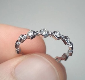 E Color Hexagonal Cut Lab Grown Diamonds <b>Ring</b> Beautiful 925 Sterling Silver Wedding <b>Ring</b> VVS Excellent Cut for <b>Men</b> Women - Product Image 5