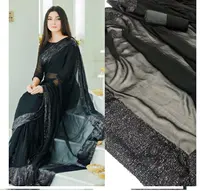 Одежда для вечеринки в стиле Болливуд, черные Дизайнерские Сари для женщин, сари, новейшие сари, дизайн блузки