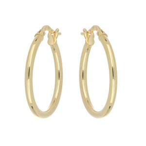 Pendientes de Aro Redondos Pulidos de Alta Calidad al por Mayor, Color Amarillo, 15 mm, Oro de 18 Quilates sobre Plata de Ley 925 - Product Image 2