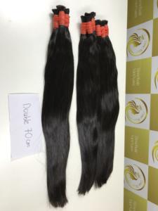 Extensions de cheveux humains vietnamiens droits en vrac doublement étirés Stock de matière première alignée à cuticules noires naturelles non transformées - Product Image 4