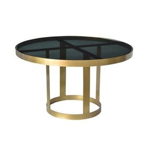 Mesa de centro redonda de acero inoxidable barata y asequible, muebles de metal, mesa de cristal superior de mármol para el vestíbulo del hogar - Product Image 3