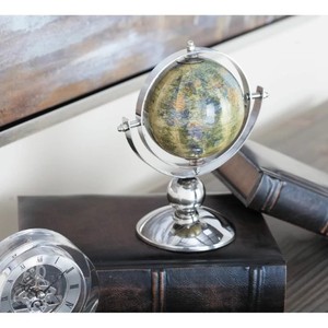 Globe Yellow Silver World Globe Desk Decor Modern Home Decor Decorative Aluminium Globe Map with <b>Stand</b> Tabletop - Product Image 3