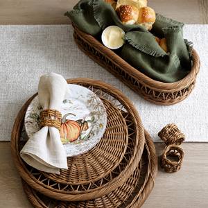 Napperon rond en rotin naturel fait à la main plaque de chargeur en osier bohème pour napperon tissé de fête de mariage pour Restaurant - Product Image 3