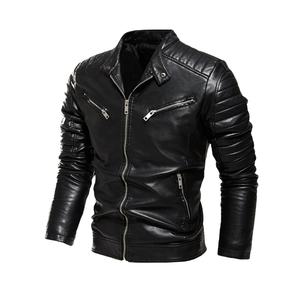 Nouvelle mode automne veste en cuir hommes veste en cuir col montant moto veste en cuir pour hommes fermeture éclair - Product Image 2