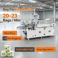 Machine d'emballage automatique de serviettes hygiéniques |   20-23 Sacs/Min |   Équipement d'emballage stable pour sacs en tissu