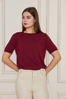 Chemisier en tricot à manches courtes et col rond pour femme, T-shirt confortable et élégant, respirant, de haute qualité