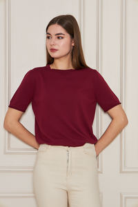 Blusa de punto de manga corta con cuello redondo para mujer, Camiseta cómoda y elegante, transpirable, servicio OEM de alta calidad - Product Image 2