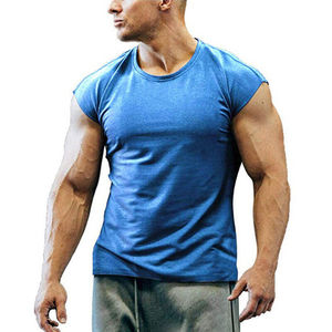 Débardeur d'été sans manches pour hommes, gilet musculaire solide, t-shirts à col en O, t-shirts avec logo personnalisé OEM - Product Image 2