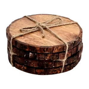 Most Selling Wooden Bark <b>Coasters</b> <b>for</b> Hot & Cold <b>Drinks</b> Rustic Wedding Decor & Gift from Indian Supplier walnut <b>coasters</b> - Product Image 1