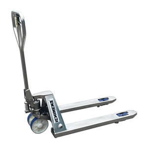 Transpalette à main hydraulique de haute qualité 450x800mm, roue tandem en nylon, inox, capacité de 2.5 tonnes, certificat EUR1 et CE inclus - Product Image 2