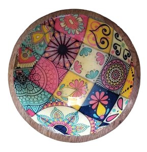 Cuenco de madera con estampado esmaltado, cuenco de plato hecho a mano con estampado de diseño personalizado, cuenco decorativo para el hogar - Product Image 4