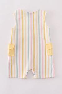 Honeydew Kids <b>Clothing</b> Jonjon Baby <b>Boy</b> Romper Rainbow Stripe Pocket Custom Soft Cotton Washable Embroidered Infant <b>Clothing</b> - Product Image 4