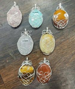 Pendentifs en cristal de forme ovale naturelle, pendentifs de collier de forme ovale - Product Image 5