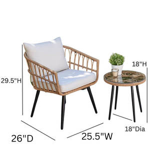 Kotek Patio <b>Chair</b> Made of High Quality Iron and Rattan Frame with <b>Cushion</b> for <b>Indoor</b> and Outdoor Use - Product Image 6