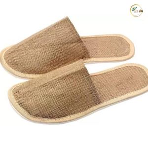 Jute tissé écologique dégradable hôtel pantoufles jetables textile à la maison unisexe - Product Image 2