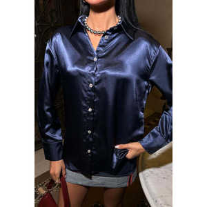 Chemise en satin décontractée haut de gamme 3438, élément de mode simple - Product Image 5