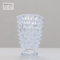Vases en verre soufflé à la bouche Bixuan, texture glace, sur pied, en cristal rose, bleu, ambre, transparent, pour la décoration d'hôtels et de mariages