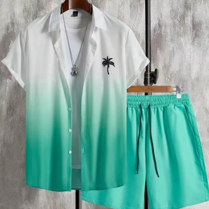 Ensemble de chemise short 100% coton décontracté personnalisé Ensembles de t-shirts imprimés en 3D de qualité supérieure Ensemble de shorts respirants élégants pour hommes - Product Image 1