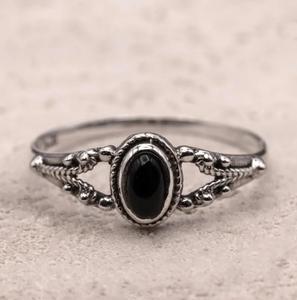 Bague en onyx noir de style vintage en argent sterling 925 bijoux en pierres précieuses faits à la main Boho Design cadeau élégant pour les femmes - Product Image 2