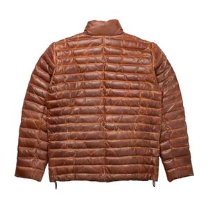 Chaqueta de cuero marrón desgastado para hombre, con cuello alto, cremallera, impermeable, transpirable, a prueba de viento, para invierno. - Product Image 6