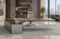 Bureau de direction cantilever de luxe avec gestion intelligente de l'alimentation et conception de bureau assis-debout pour espace de travail de PDG