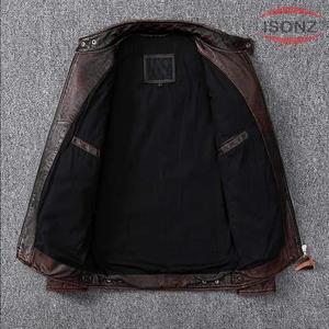 Vestes en cuir marron pour hommes Look Vintage Vêtements Veste pour hommes Veste pour hommes en cuir vintage à fermeture éclair complète Veste pour hommes - Product Image 3