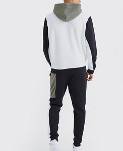 Casual Jogger Tracksuit Sweatpants Set Pullover Men Hoodie <b>Pants</b> Puff Printing color block style wholesale price tracksuits - Product Image 4