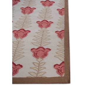 Alfombras Orenda de lana plana color marfil, alfombras rectangulares de yute con diseño floral de algodón orgánico para la sala de estar, pasillo, alfombra tipo rompecabezas - Product Image 4