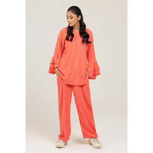 Chemise décontractée rose en tricot mélangé teint pour femme, longue et ornée d'un imprimé floral - Product Image 5