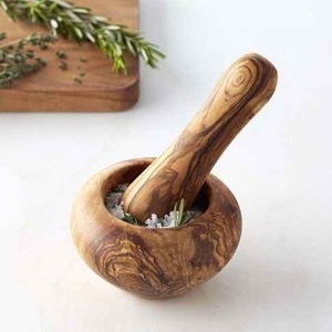 Mortero y Maja de madera de estilo vintage, perfecto para especias de cocina, molienda de hierbas y herramientas de cocina naturales para hierbas - Product Image 5