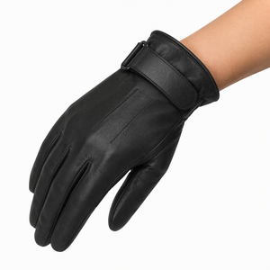 ถุงมือขี่ม้าหนังบุซับในสำหรับผู้หญิง สายรัดเวลโครบุขนแกะอะนิลีน - Product Image 3