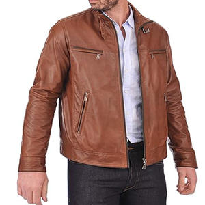 Veste en cuir véritable vintage pour homme, en cuir de vachette de qualité supérieure, teinte unie, pour l'hiver, veste en cuir noir tendance - Product Image 3