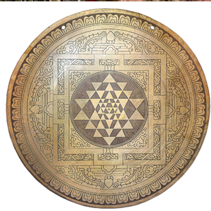 Gong tibétain fait main avec des gongs Design Yantra pour les prières religieuses thérapie par le son Yoga méditation au prix de gros bon marché - Product Image 1