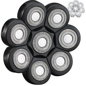Cabezales de Repuesto para Afeitadora Eléctrica Flotante de 8 Cuchillas, Universales, Negros, con Triple Cuchilla y Función Lavable para Afeitadora Rotatoria Facial - Product Image 1