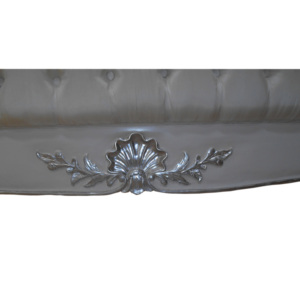 Cama de rey tapizada de seda adornada talla blanca francesa de 5 pies para muebles de dormitorio, muebles de cama de hotel - Product Image 5