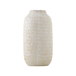 Vase en céramique <span class=keywords><strong>pour</strong></span> fleurs, vase à fleurs moderne de petite taille texturé à nervures <span class=keywords><strong>pour</strong></span> la décoration de la maison, herbe de la <span class=keywords><strong>pampa</strong></span>, décoratif, style campagnard, table - Product Image 5