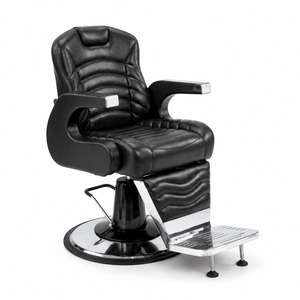 Chaise de barbier ergonomique inclinable hydraulique portable avec appui-tête réglable, hauteur réglable, en cuir PU écologique, professionnelle - Product Image 1