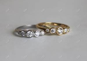 Anillo de Bodas de diamantes de moissanita de corte redondo con ajuste de bisel de moda al por mayor, anillo chapado en oro 18k de aniversario de cinco piedras para mujer - Product Image 3