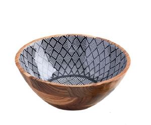 Bol à salade en bois avec design imprimé qualité la moins chère pour les restaurants et les hôtels Vintage nouvel arrivage vente chaude ustensiles de cuisine - Product Image 3