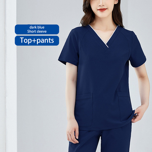 Short Sleeve Nurse <b>Scrub</b> Uniforms Hospital Medical <b>Scrubs</b> <b>Sets</b> with Stand Collar Made of Spandex - Product Image 5