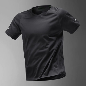 Maglietta sportiva da uomo personalizzata OEM, ad asciugatura rapida, a maniche corte, in tessuto effetto seta, per fitness e corsa estiva. - Product Image 1