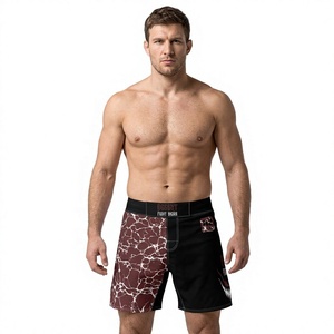 Men's MMA Shorts Sublimation Print Quick Dry Elastic Waist Casual Training Shorts with Pockets Logo Front Design - Product Image 1