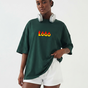 Custom Logo Oversized T-<b>Shirt</b> <b>Women</b> 100% Cotton <b>Loose</b> Fit Three Quarter Sleeve Crew Neck Solid Color Breathable Street Wear - Product Image 1
