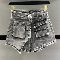 Shorts cargo en jean et mini-jupes irrégulières pour femme, taille haute, en coton imprimé couleur unie, décontractés, vente en gros, été, personnalisables