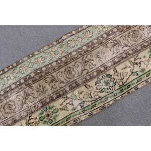 Tapis turc vintage, tapis de 2,1 x 4,9 pieds, tapis floral vert et marron - Product Image 4