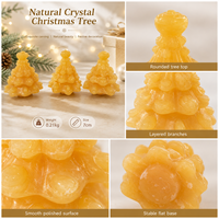 Figurine d'arbre de Noël en calcite jaune, sculpture en pierre précieuse naturelle pour la décoration de table de Noël et les collectionneurs de cristaux